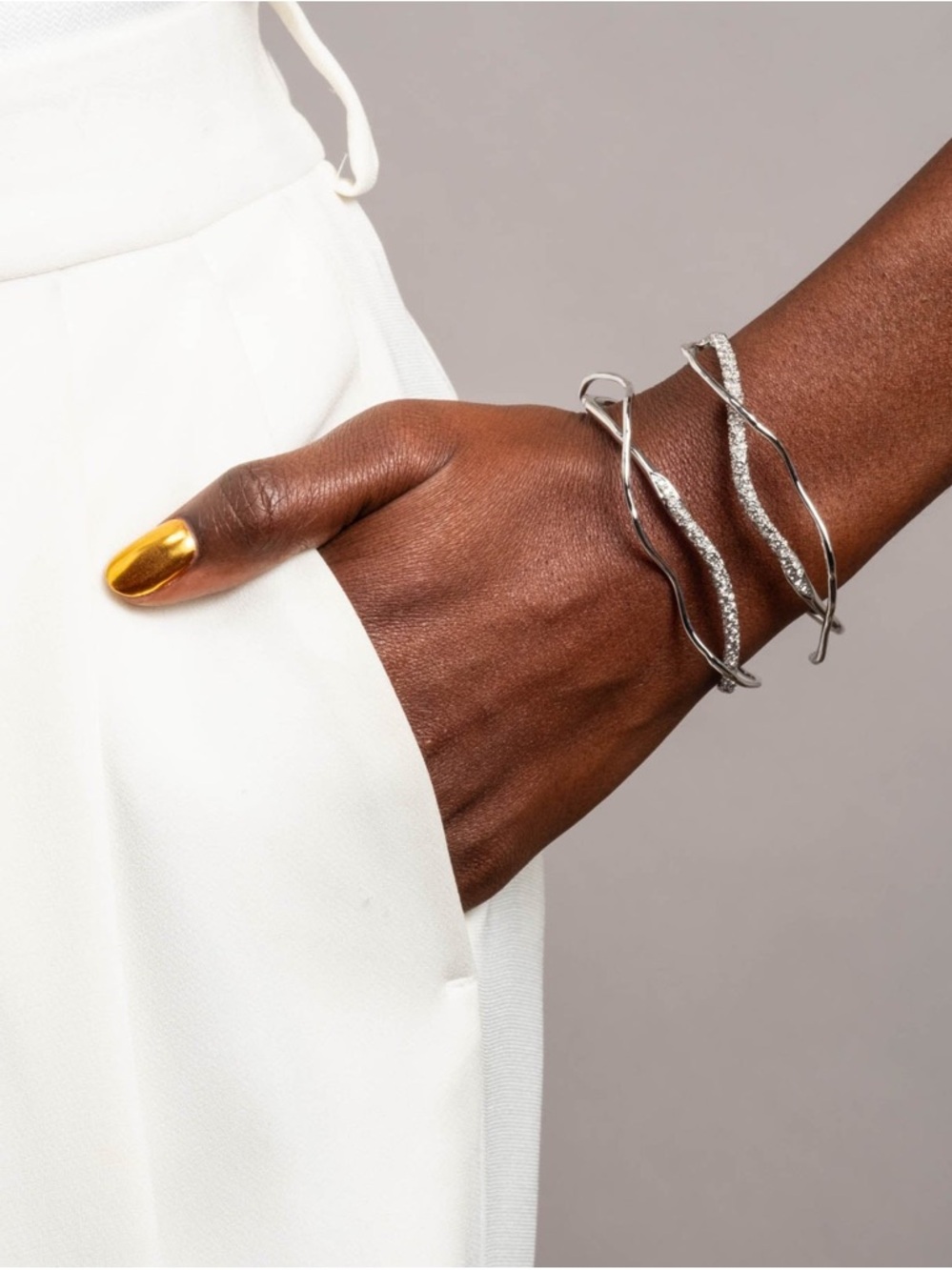 Alexis Bittar Solanales Silver Crystal Intertwined Cuff Bracelet